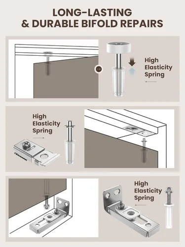 Miniatura 4 de Kit de Reparación de Herrajes para Puerta Plegable - 1 Paquete Kit de Herrajes para Puerta de Granero de Armario Bi-fold para Riel de 7/8" a 1