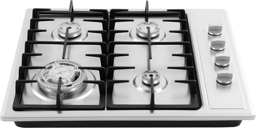 Miniatura 11 de Cocina de gas, 23 pulgadas, 4 quemadores, estufa incorporada de GLP/NG, cocina de superficie de vidrio templado (23.228 x 20.079 in)