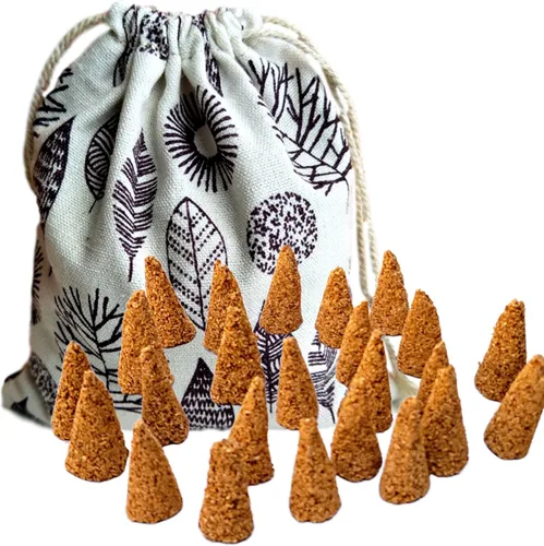 Miniatura 6 de Paquete de 48 conos de Palo Santo con bolsa de almacenamiento, 100% madera pura Palo Santo incienso conos de incienso de madera santa en polvo