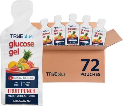 Miniatura 10 de TRUEplus Bolsa de gel de glucosa, sabor a ponche de frutas, 0.53 oz de carbohidratos de acción rápida, sin grasa, sin gluten, soporte rápido