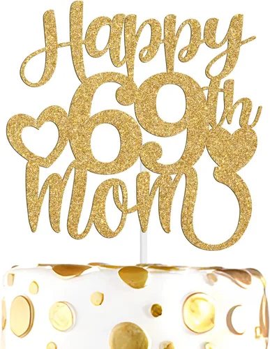 Miniatura 17 de Decoración para tartas con texto en inglés "Happy 50th Mom", feliz 50 cumpleaños para madre, saludos a 50 años, cumpleaños, aniversario, suministros