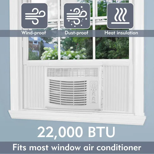 Miniatura 7 de Flamorrow Paneles laterales de aire acondicionado de ventana con marco, se adapta a aires acondicionados de ventana de 22,000 BTU, kit de relleno