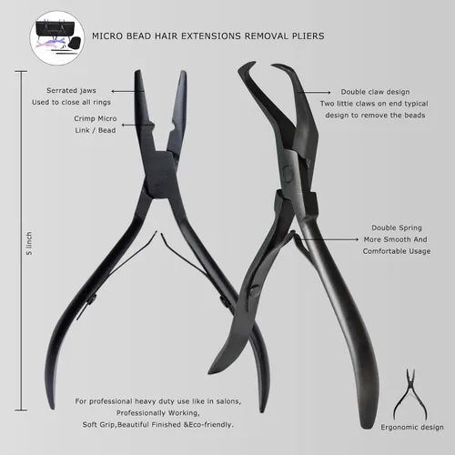 Miniatura 3 de Herramientas de extensión de cabello, kit de extensiones de cabello microenlaces multifuncionales para extensiones de cabello micro cuentas, kit