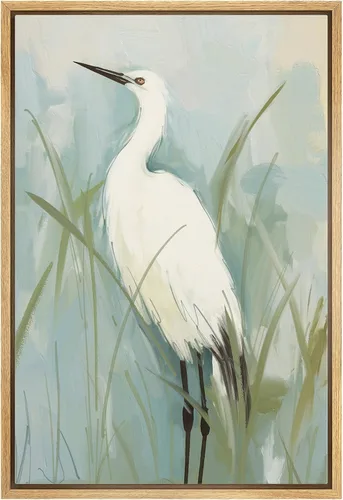 Miniatura 15 de wall26 Lienzo enmarcado para pared, acuarela, azul pastel, garza, galápagos, aves, animales, ilustraciones de naturaleza salvaje, arte moderno