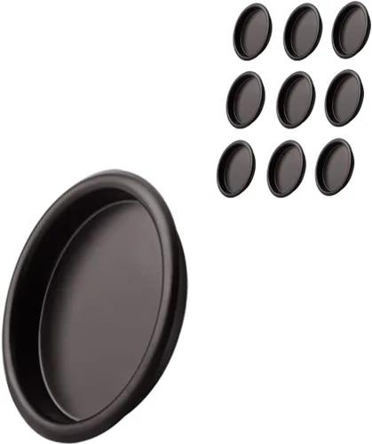Miniatura 16 de Paquete de 14 tiradores de dedo para puerta de armario de bronce frotado con aceite - Tirador de dedo redondo de 2-1/8" para puerta corredera, Oil