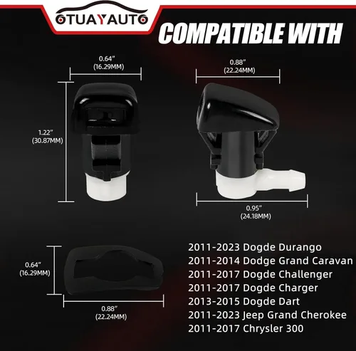 Miniatura 2 de OTUAYAUTO Boquillas de repuesto para limpiaparabrisas Dodge Durango 2011-2023, Dodge Grand Caravan 2011-2014, Jeep Grand Cherokee 2011-2023, Dodge
