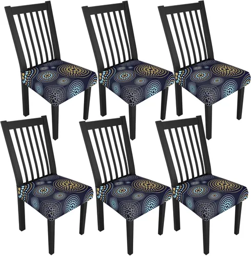 Miniatura 142 de Juego de 4 fundas elásticas para sillas de comedor, fundas para sillas de comedor con estampado floral, fundas para asientos de sillas con estampado