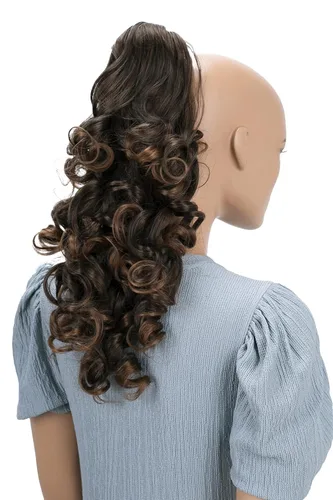 Miniatura 22 de Prettyshop - Extensión de cola de caballo de 24 pulgadas con clip, larga, voluminosa, ondulada, resistente al calor, color negro H63