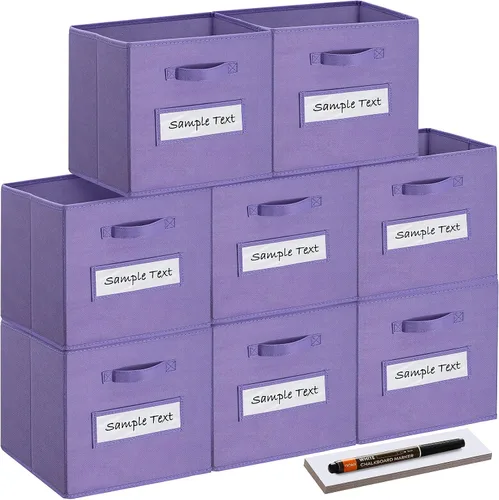 Miniatura 26 de Cubos de almacenamiento de tela (juego de 8) cubos de almacenamiento de 11 pulgadas, cubos de almacenamiento con 8 etiquetas, tarjetas de ventana