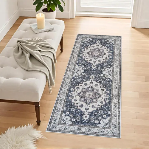Miniatura 68 de Alfombra lavable de 2 x 3 pies para entrada: alfombras vintage con respaldo antideslizante para cocina, baño, alfombra resistente al agua