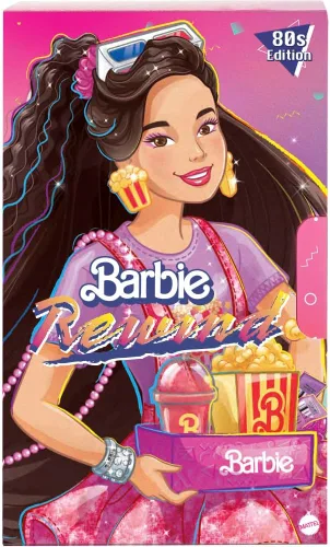 Miniatura 6 de Barbie Muñeca Rewind y accesorios con cabello negro y traje de noche de cine inspirado en los años 80, coleccionable y exhibible