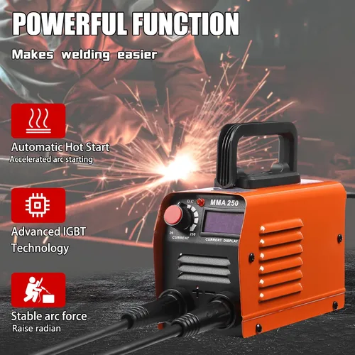 Miniatura 3 de Mini Máquina de Soldadura Portátil, MMA 250A 110V Soldador de Palo, Máquina de Soldadura IGBT Inversora, Arranque en Caliente, Fuerza de Arco