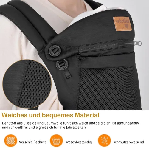 Miniatura 6 de Portabebés para recién nacidos hasta niños pequeños, ergonómico, seguro, suave, transpirable, portabebés para bebés con soporte ajustable