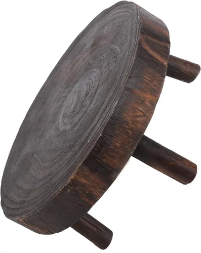 Miniatura 3 de Taburete de madera para plantas, soporte bajo para plantas, soporte redondo para macetas elevadoras, soportes para múltiples plantas, soporte Marrón