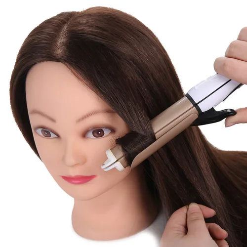 Miniatura 7 de SOPHIRE Cabeza de maniquí de 26 a 28 pulgadas con 80 % cabello humano real, cabeza de entrenamiento de peluquería para práctica de peluquería