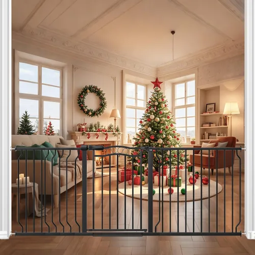 Miniatura 16 de Puerta de bebé extra ancha para puertas de 53.1 a 62.6 pulgadas, puertas para perros montadas a presión con puerta, barrera de seguridad infantil