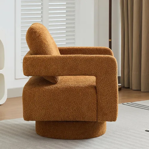 Miniatura 5 de Setawix Boucle - Sillas giratorias de barril, cómodo sillón giratorio mullido, moderno con rotación de 360° con brazos abiertos, sofá individual