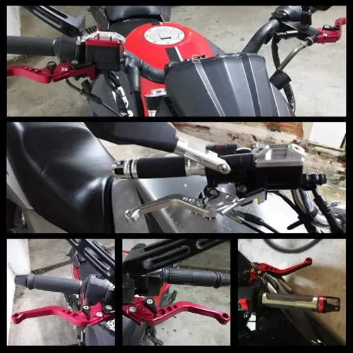 Miniatura 7 de Sporacingrts - 1 par de palancas de freno y embrague de manubrio de motocicleta de 7/8 pulgadas (2.22 cm) con cilindro maestro y depósito