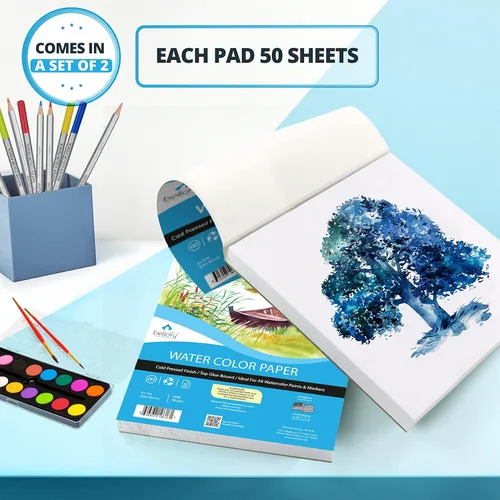 Miniatura 4 de Bellofy 2 blocs de papel de acuarela, 100 hojas, 9 x 12 pulgadas, ideal para niños, artistas y principiantes Cuaderno de bocetos de acuarela