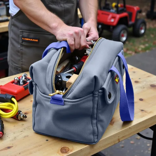 Miniatura 8 de Bolsa de lona encerada multiusos estilo militar, resistente al agua, correa ajustable, totalmente forrada, cierre de doble cremallera, uso pesado