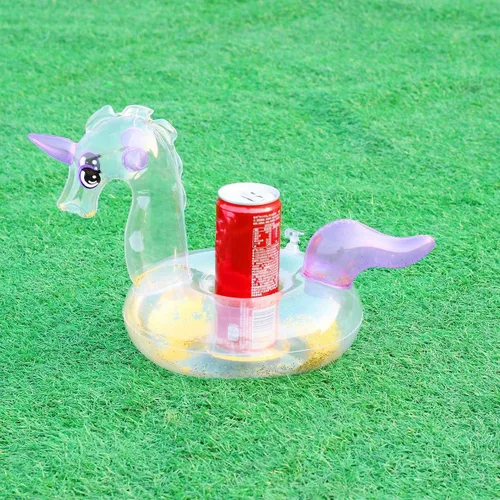 Miniatura 9 de Soporte inflable para bebidas, paquete de 25 flotadores inflables para bebidas de piscina + 1 bomba de mano, flotadores de bebidas para fiesta