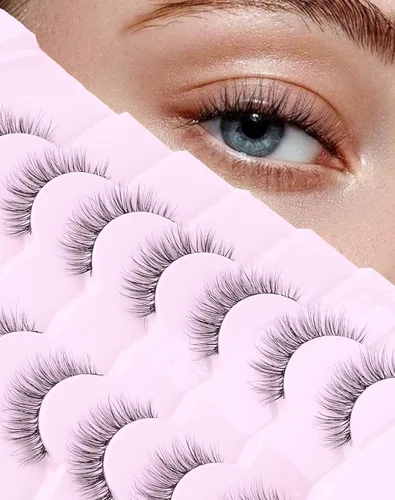Miniatura 18 de Onlyall Pestañas naturales, pestañas postizas de aspecto natural, pestañas postizas acampanadas, pestañas postizas suaves y esponjosas, 7 pares D12