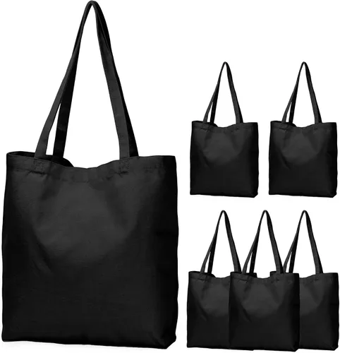 Miniatura 16 de Bolsas de lona de Koolmox, Bolsas de lona de algodón en blanco de gran resistencia con fondo plano, 6 piezas, Beige