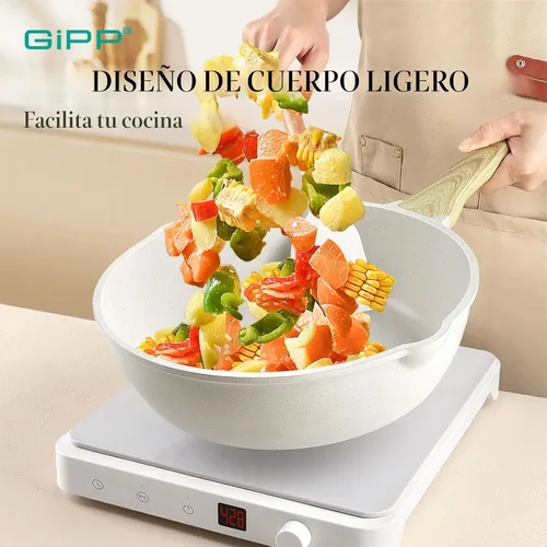 Miniatura 4 de GiPP Juego de ollas y sartenes antiadherentes, 14 piezas de utensilios de cocina de granito blanco, utensilios de cocina antiadherentes de inducción