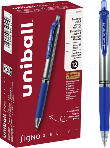 Miniatura 19 de Bolígrafos de gel retráctiles Uni-Ball 207, micro punta (0.5 mm), negro, paquete de 12