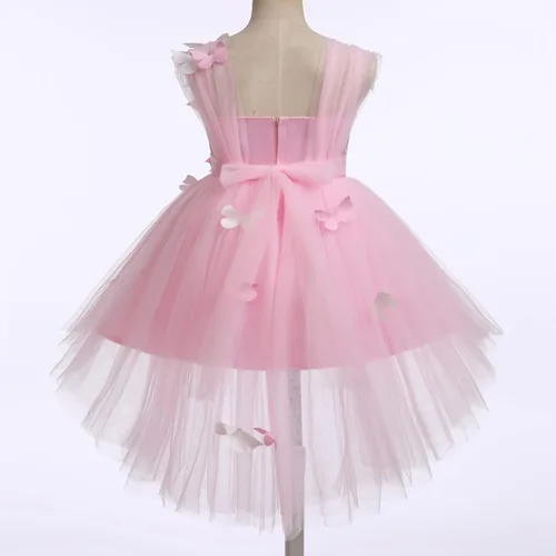 Miniatura 5 de ODASDO Vestido de mariposa para bebés y niños pequeños, sin mangas, de tul alto, bajo, princesa, boda, ocasión especial, vestido de baile de noche