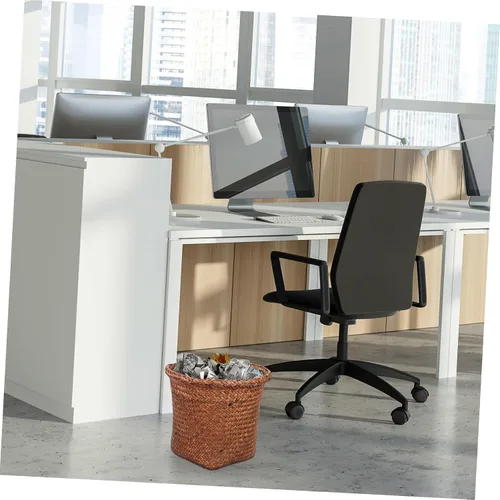 Miniatura 2 de Cabilock Cesta de paja de mimbre para residuos domésticos, perfecta para cocina, sala de estar, oficina
