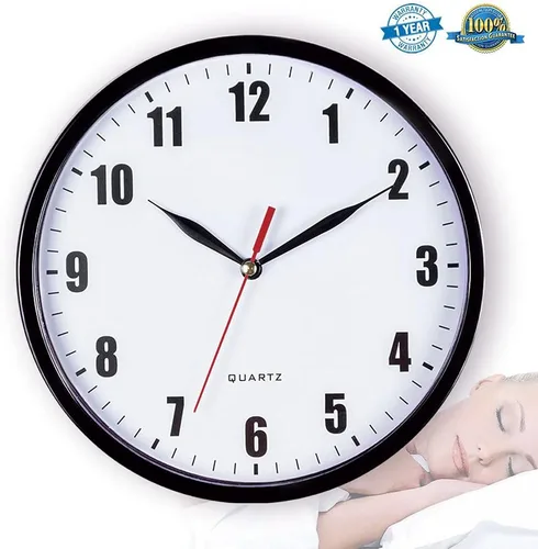Miniatura 2 de Reloj de pared de cuarzo silencioso de 8 "reloj digital sin tictac 03 Negro