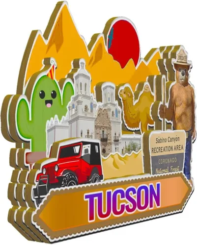Miniatura 2 de Imán de madera para nevera de Tucson Arizona USA 1422 Monumentos 3D para viajes, coleccionables, recuerdos, decoración hecha a mano