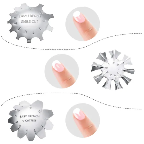 Miniatura 6 de Módulo de placa de corte de bordes de manicura de uñas, 6 piezas, herramienta de corte de gel de línea de sonrisa francesa fácil de acero