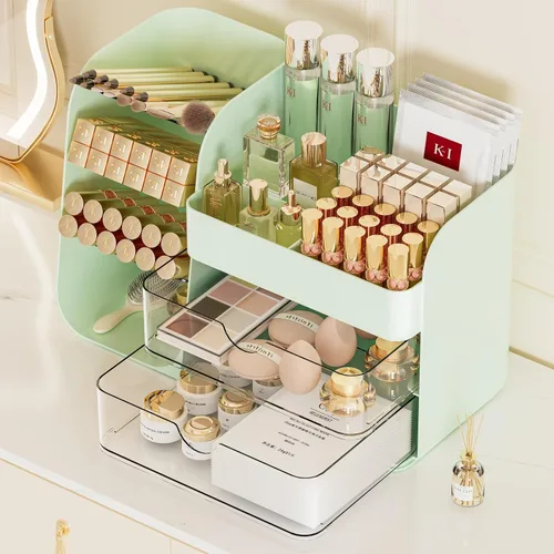Miniatura 22 de Organizador de maquillaje con cajones para tocador, espacioso estuche de exhibición de cosméticos, solución de almacenamiento perfecta para tus