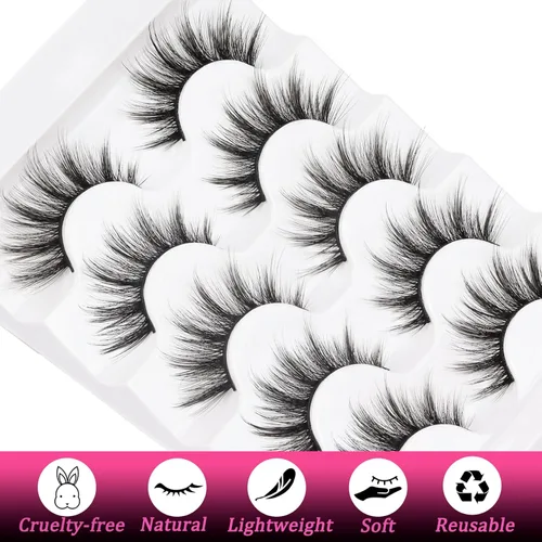 Miniatura 159 de Veleasha Pestañas postizas de manga puntiagudas, 100% hechas a mano, aspecto natural, pestañas postizas ligeras con banda transparente suave