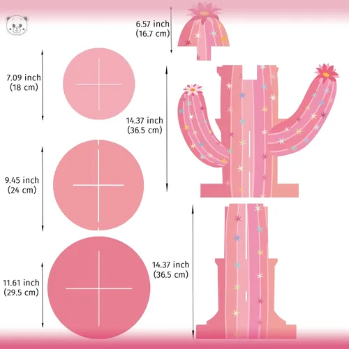 Miniatura 2 de Soporte para cupcakes de cactus rosa, soporte para cupcakes de fiesta mexicana para vaquera, cumpleaños, despedida de soltera