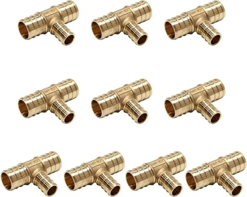 Miniatura 12 de Paquete de 2 accesorios de engarce de latón reductor Pex de 3/4 pulgadas x 3/4 pulgadas x 1/2 pulgadas, ASTM F1807, (PEX1807077-2PCS)