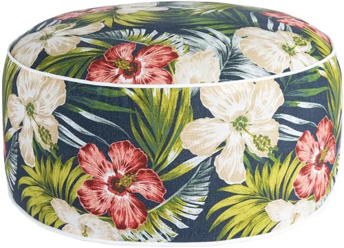 Magpie Fabrics Taburete inflable para interiores y exteriores, reposapiés redondo, repelente al agua, 20 x 9 pulgadas de alto, portátil para patio,