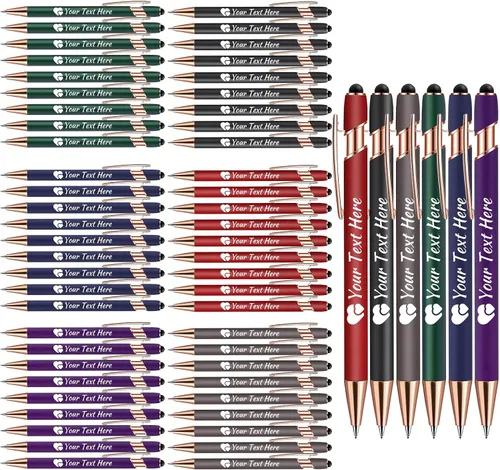 Miniatura 19 de Bolígrafos personalizados con lápiz capacitivo, bolígrafos con nombre impresos personalizados con tinta negra, impresos con tu logotipo o mensaje