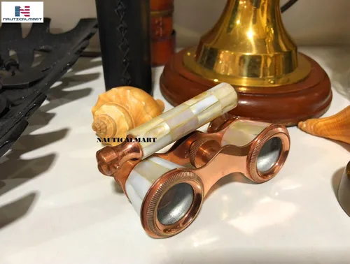 Miniatura 2 de NauticalMart - Binocular de latón con nácar – Binocular antiguo de ópera de NauticalMart Vintage Marine Spyglass Binocular coleccionable Instrumento