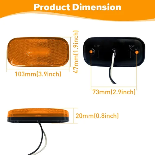 Miniatura 6 de Marcador de remolque Luz LED para RV Camper Led Lado Marcador Luz Ámbar Iluminación 12 voltios 3.9 pulgadas Montaje en superficie