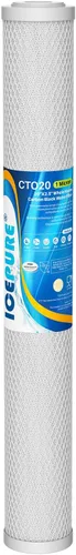 ICEPURE Cartucho de filtro de agua de sedimentos de carbono CTO para toda la casa de 1 micrón, 20 x 2.5 pulgadas, compatible con C1-20, EP-20,