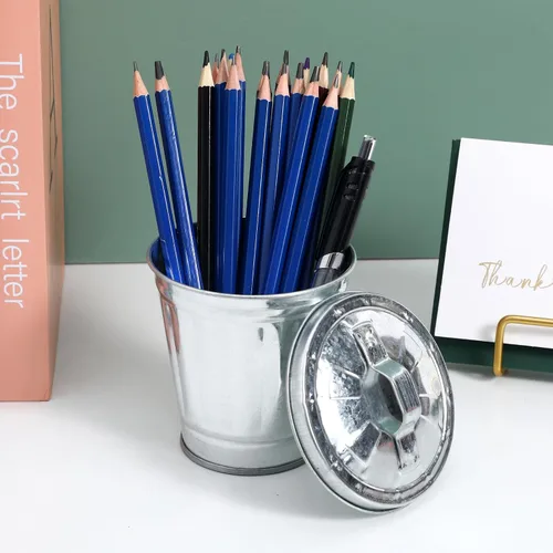 Miniatura 7 de jojofuny Mini basurero de escritorio con construcción de hierro, papelera compacta y soporte para maceta para el hogar, oficina, cocina, mesa
