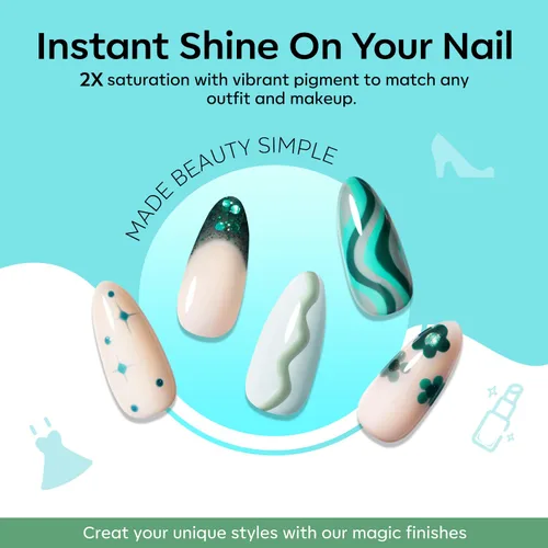 Miniatura 2 de modelones - Juego de 6 esmaltes en gel, tonos primavera, verano, gris brumoso, verde oscuro, brillantina, verde salvia, azul celeste, manicura A A6