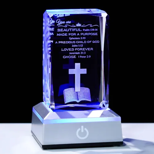 Miniatura 11 de Movdyka Estatua de cristal 3D de Virgen María, regalos religiosos para mujeres y hombres, figura religiosa con grabado láser cristiano, adornos