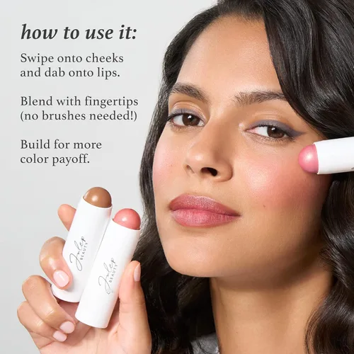 Miniatura 6 de Julep Skip The Brush Barra de Rubor de Crema a Polvo - Malva Apagado - Color Mezclable y Acumulable - Barra de Maquillaje 2 en 1 para Rubor y Labios
