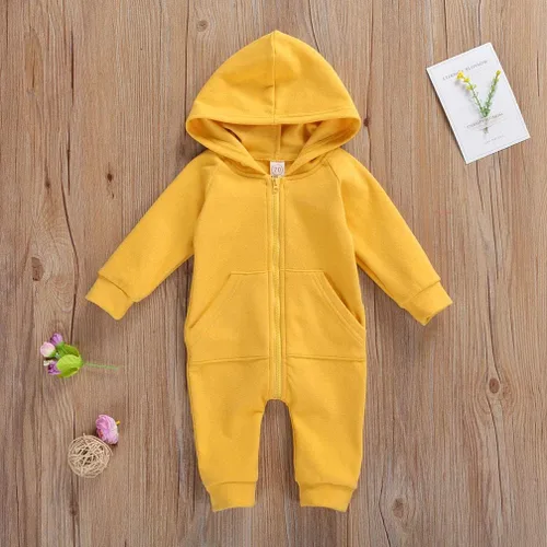 Miniatura 3 de Enterizo de manga larga para bebés y niñas, con cremallera, cálido, con cremallera, para otoño e invierno