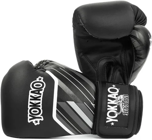 Yokkao Guantes de Boxeo Muay Thai – Guantes esenciales para principiantes, hombres y mujeres, de piel de microfibra, acolchado de espuma multicapa y