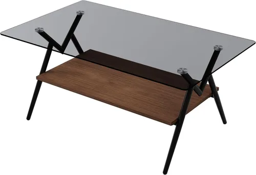 Miniatura 3 de ODUSE-DAILY Juego de mesa auxiliar y mesa auxiliar de 3 piezas, marco de metal negro, mesa auxiliar superior de cristal, estante superior cuadrado